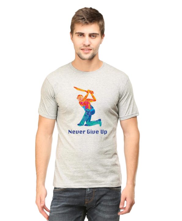 Never Give Up Cricket T-Shirt - Gray