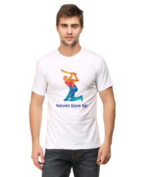 Never Give Up Cricket T-Shirt - White