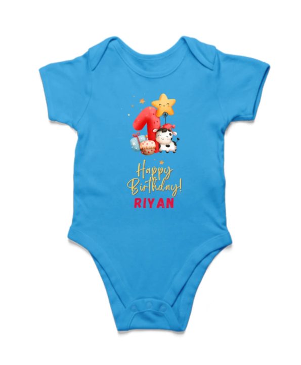 1st Birthday Baby Romper | Customized Onesie-Orchid-Blue