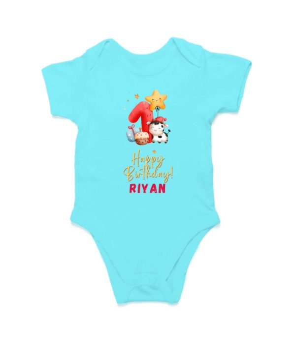 1st Birthday Baby Romper | Customized Onesie-Skyblue