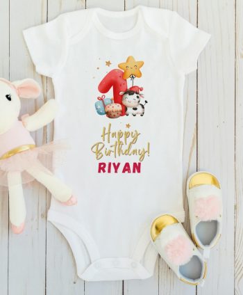 1st Birthday Baby Romper | Customized Onesie-White