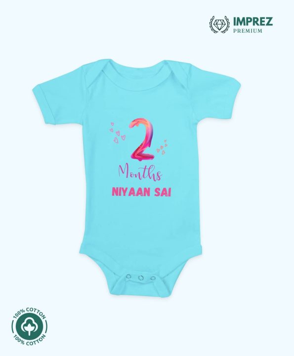 Custom Love Melt Baby SkyBlue Romper - Personalized 2-Month Onesies