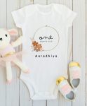 Gold Luxury Unisex Baby Romper for Milestone – 1 Month – Custom Name