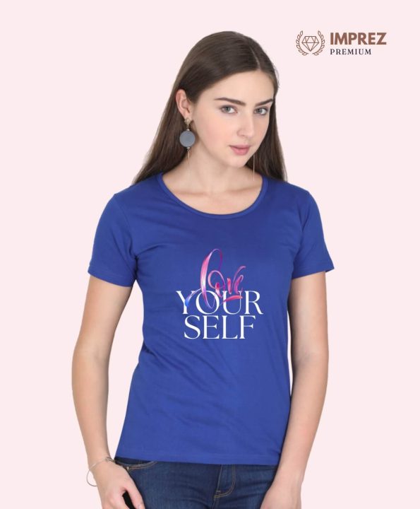 Love Yourself Women's Royal Blue T-Shirts - Trendy Styles