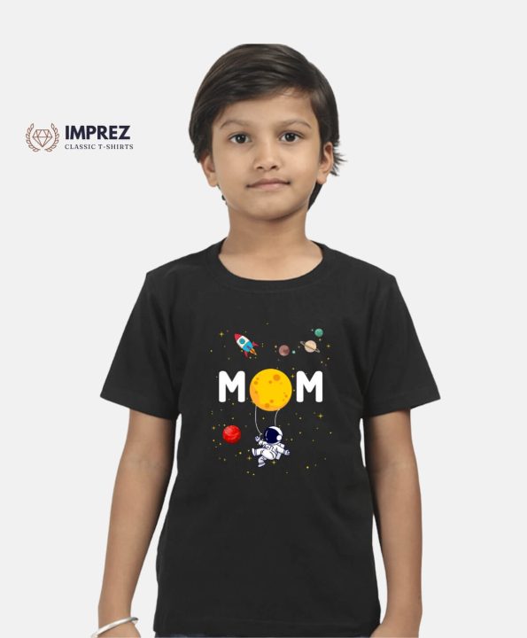 Mom Love Beyond Space Kids Premium Black T-Shirt