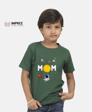 Mom Love Beyond Space Kids Premium Bottle Green T-Shirt