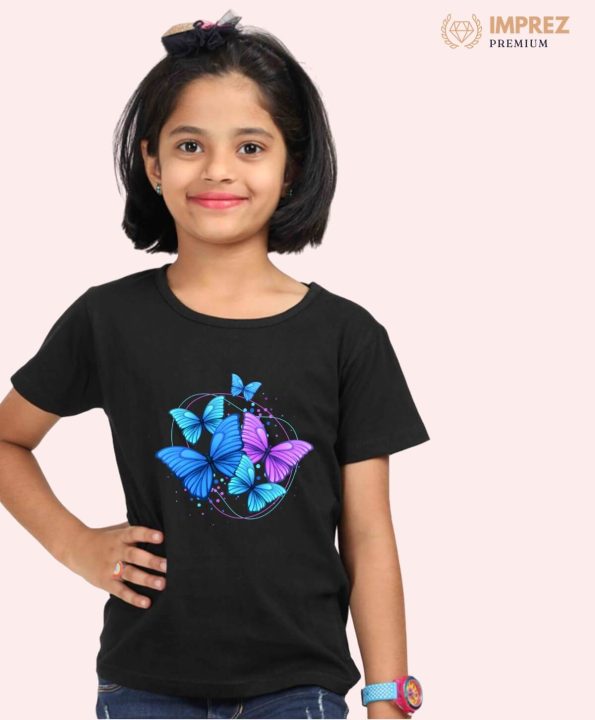 Flying Butterflies T-Shirt - Kids Black T-Shirts