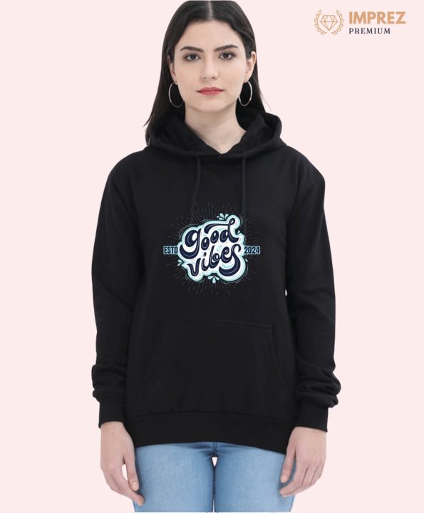 Good Vibes Women Black Hoodie