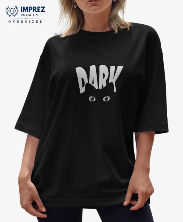 Dark Cat Women's Oversized Premium T-Shirt Front