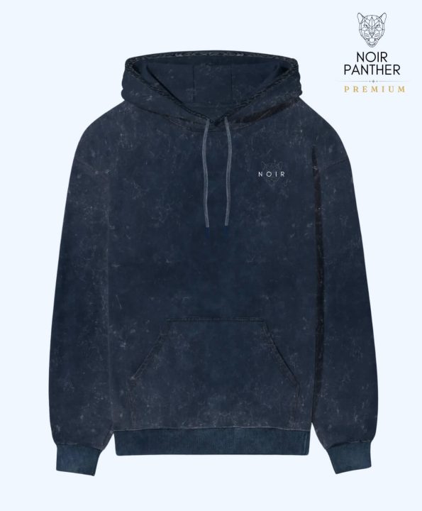 NOIR Unisex Acid Washed Navy Blue Hoodie