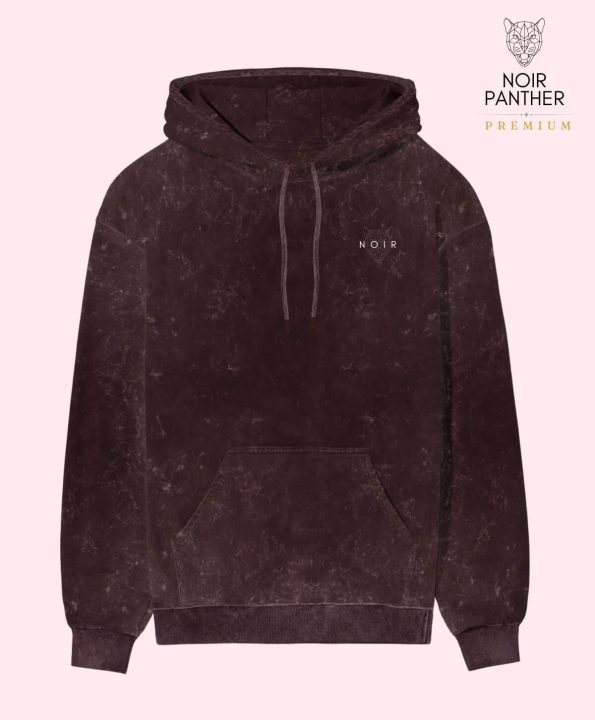 NOIR Unisex Acid Washed Navy Maroon Hoodie