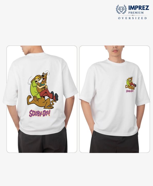 Scooby-Doo White Oversized Premium T-Shirt Front and Back