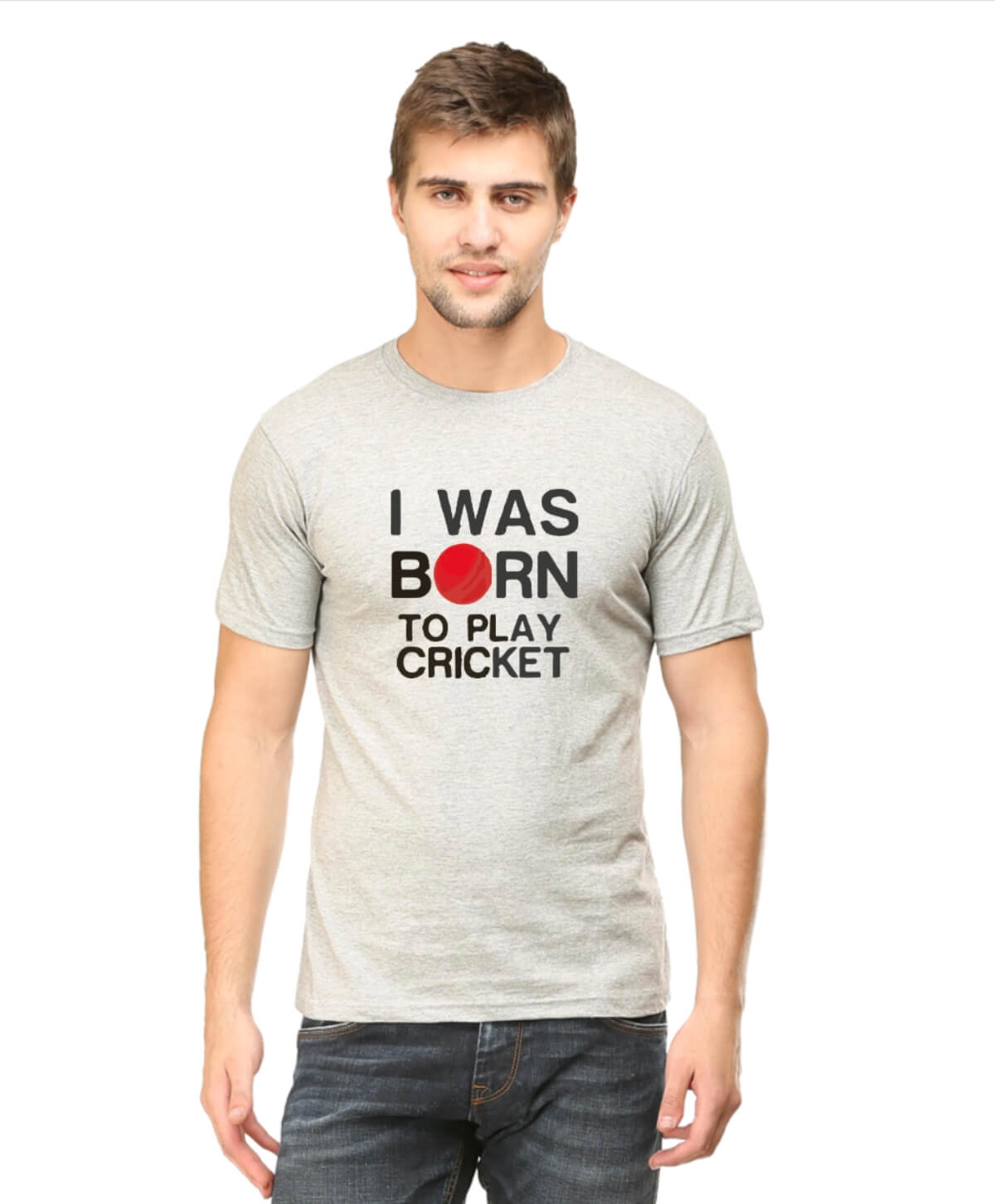 I Was Born To Play Cricket T-Shirt - Gray I Was Born To Play Cricket T-Shirt - Gray