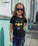 Mom Love Beyond Space | Girls Premium Royal Blue T-Shirt