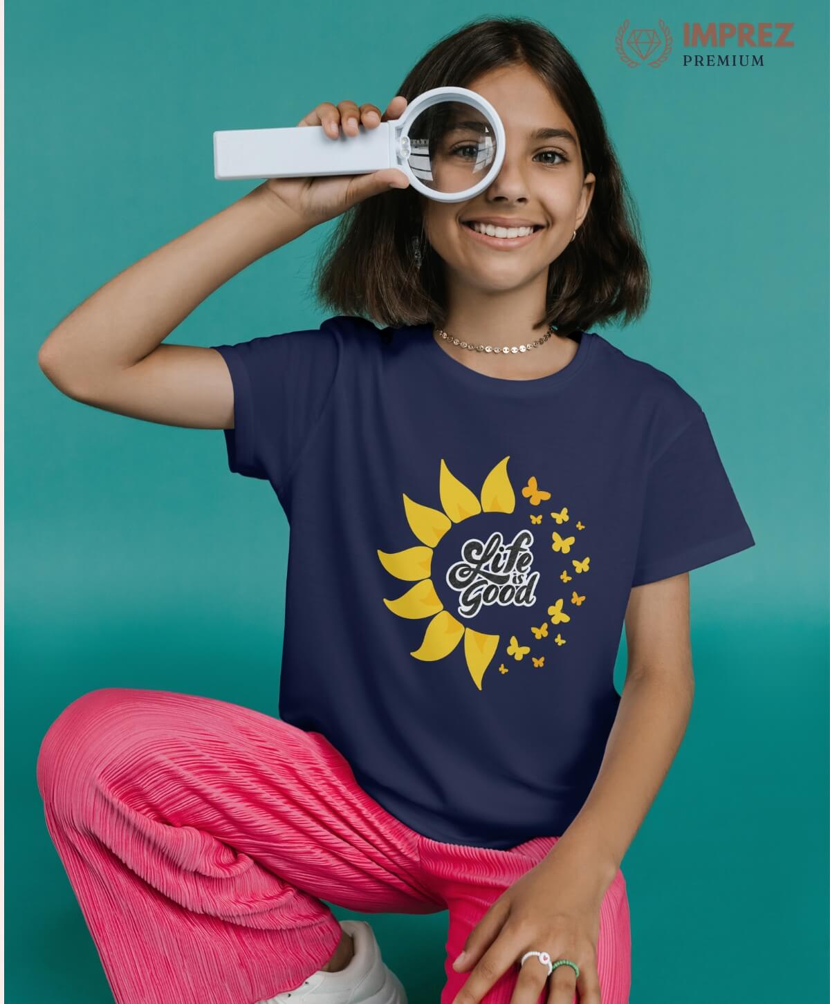 Life is Good Girls T-Shirt | Kids Navy Blue T-Shirts Life is Good Girls T-Shirt | Kids Navy Blue T-Shirts