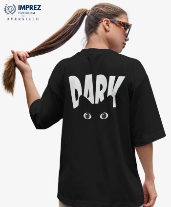 Dark Cat Women's Oversized Premium T-Shirt Back