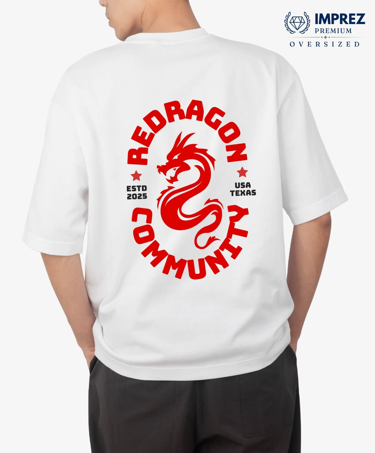 Red Dragon Community Men's Oversized Premium T-Shirt-Back Red Dragon Community Men's Oversized Premium T-Shirt-Back